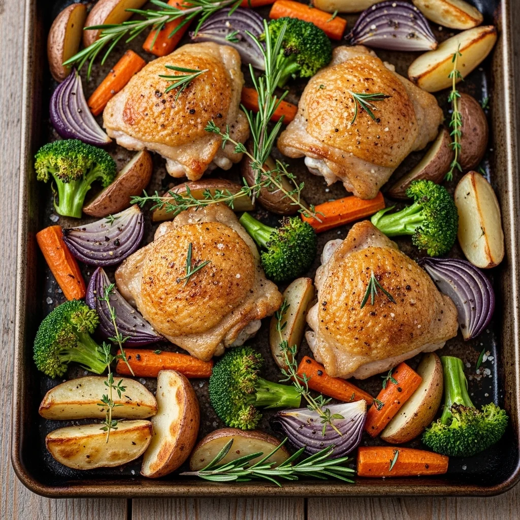 slides-downloader Baked Chicken Thighs with Roasted Potatoes and Vegetables