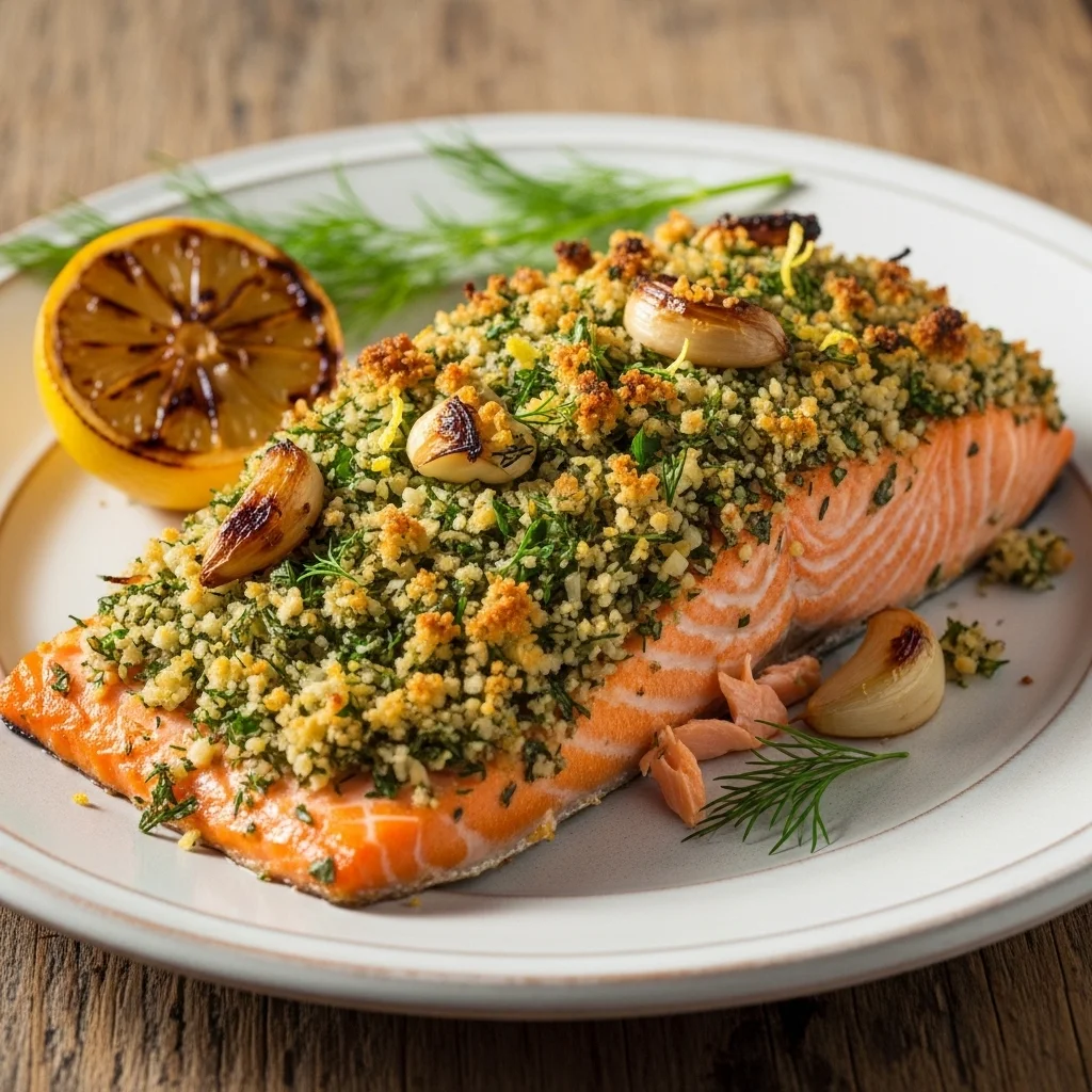 slides-downloader Baked Salmon with Garlic Herb Crust
