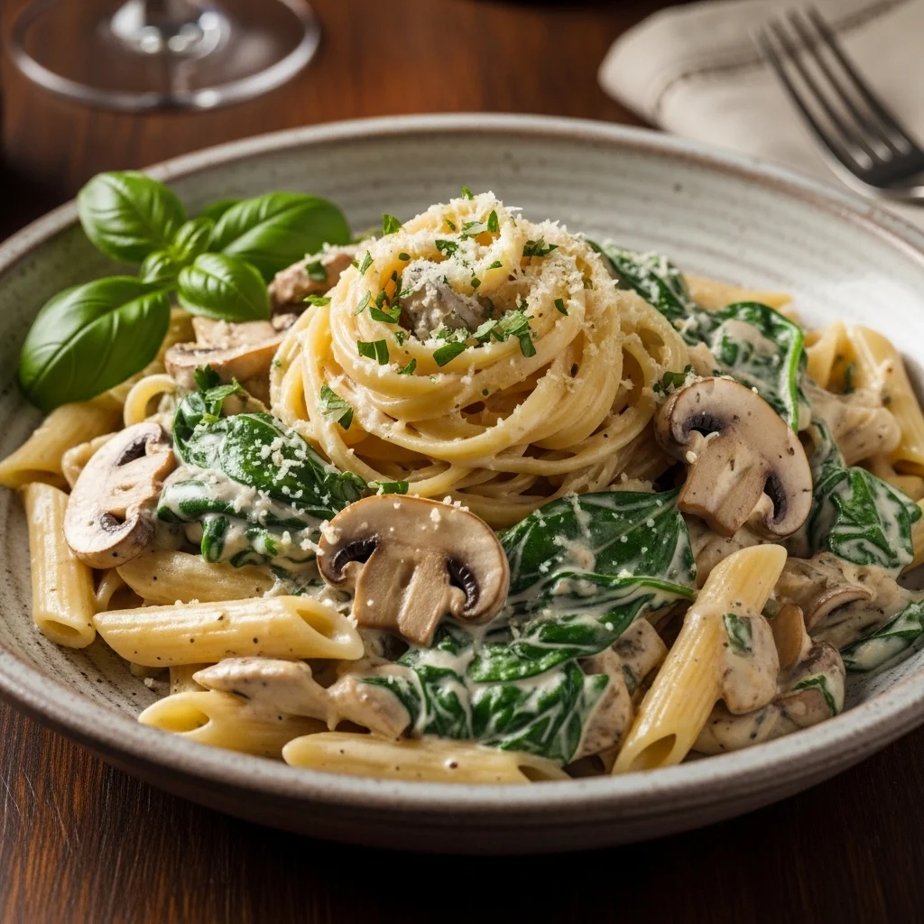 slides-downloader Creamy Mushroom and Spinach Pasta
