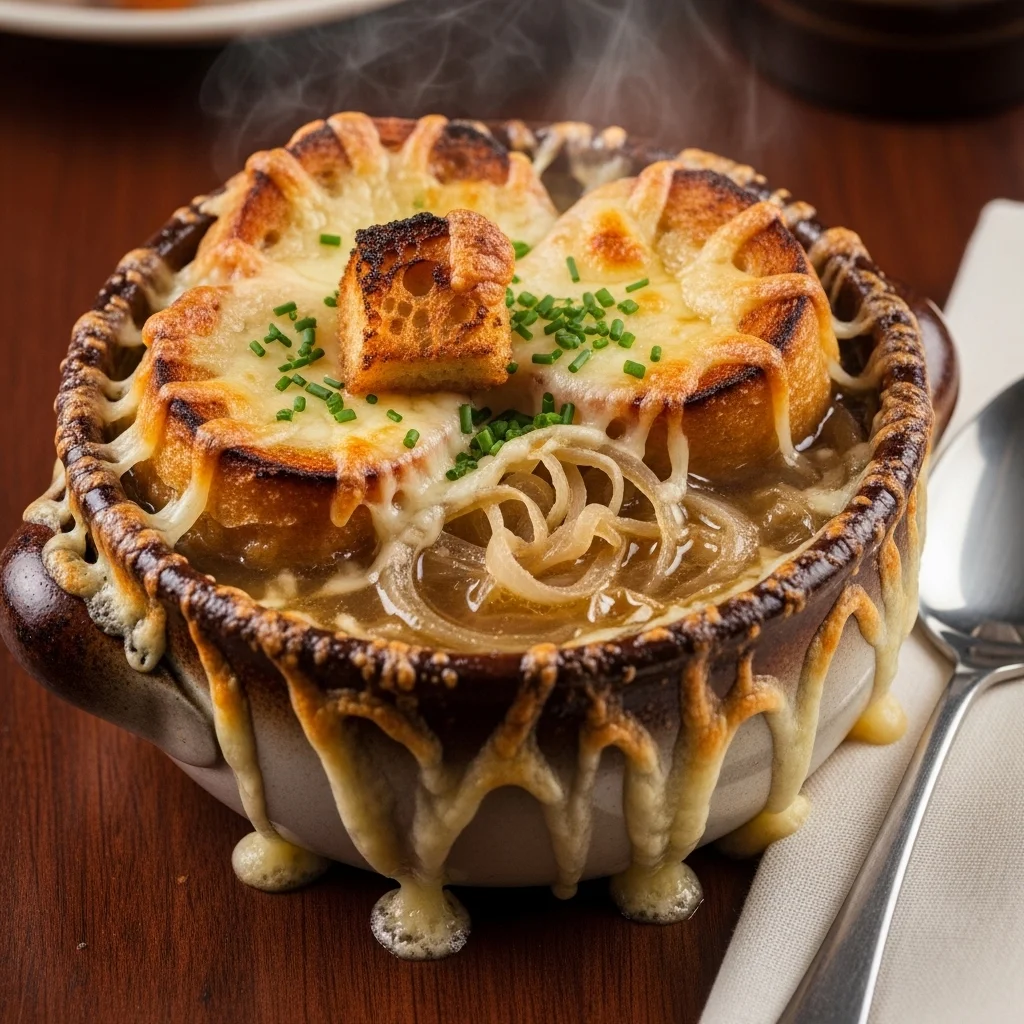 slides-downloader French Onion Soup with Gruyère Croutons