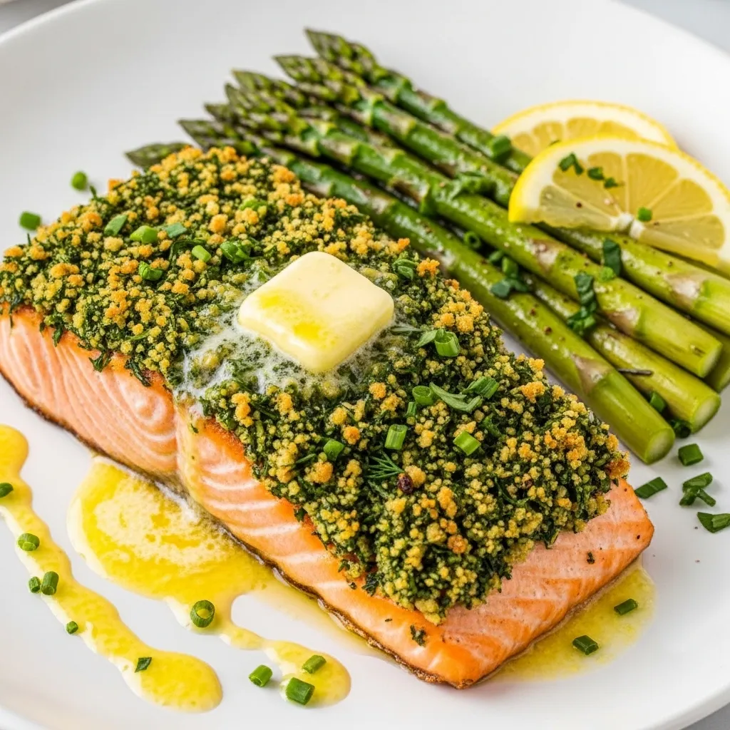 slides-downloader Herb-Crusted Salmon with Lemon Butter Sauce