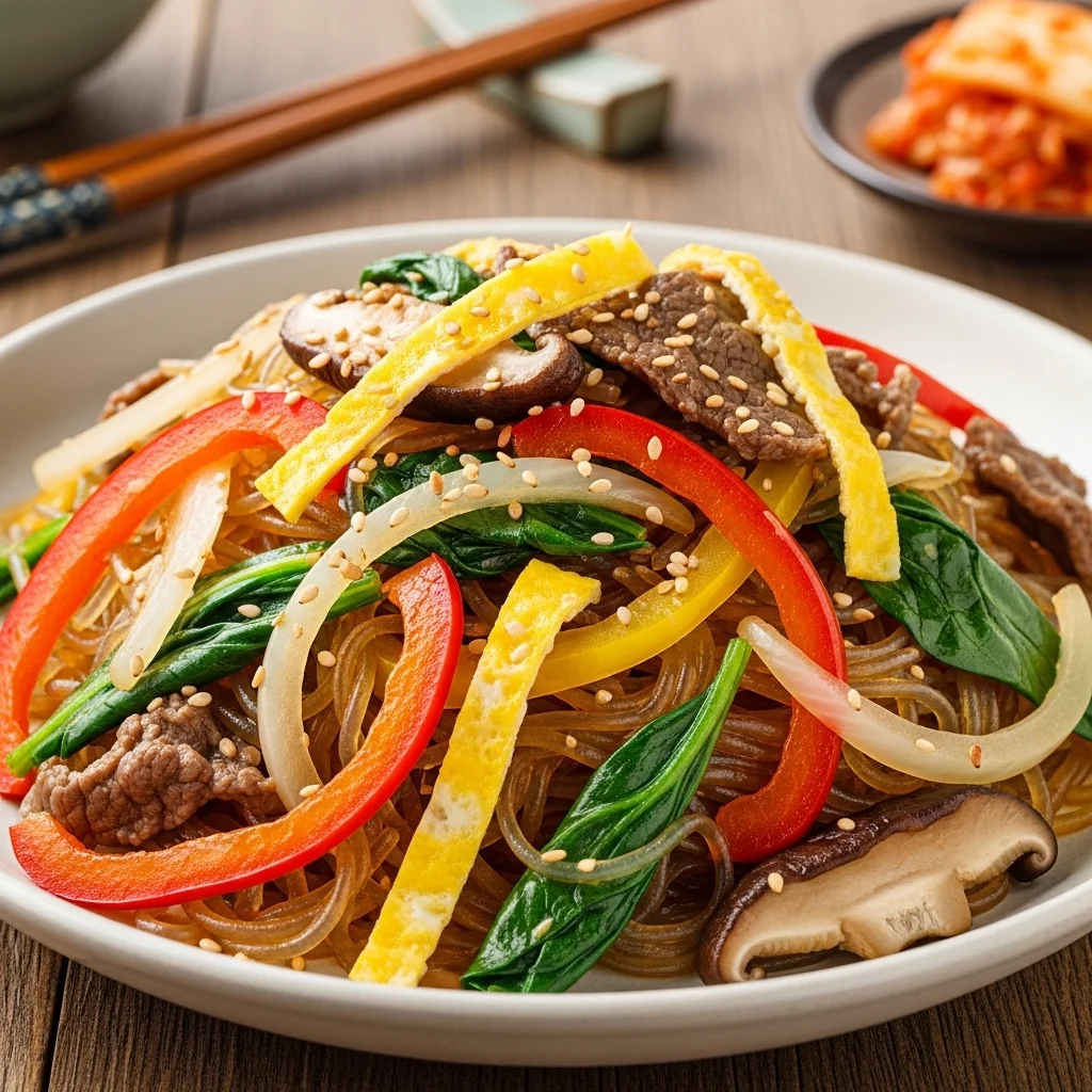 slides-downloader Japchae — Stir-Fried Glass Noodles (잡채)