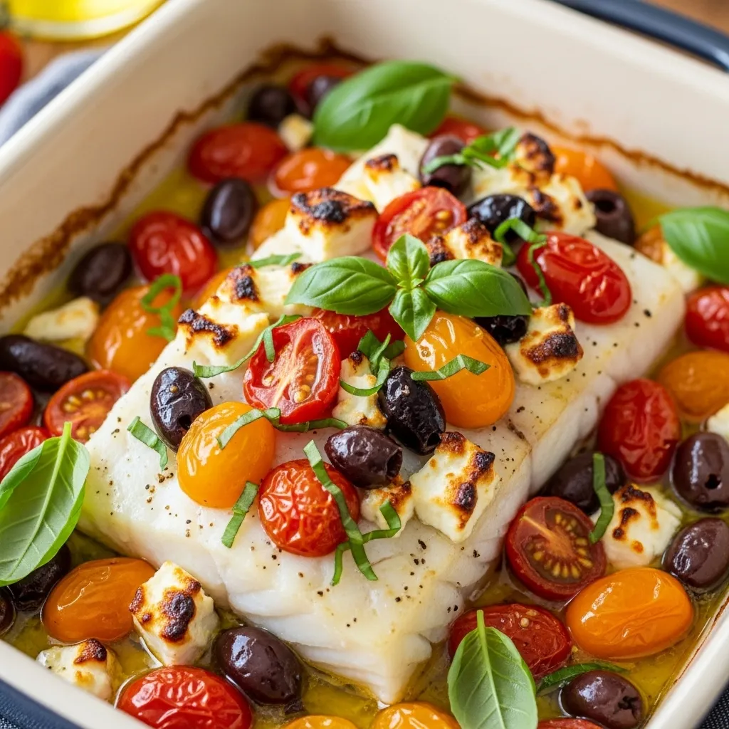 Mediterranean Baked Cod with Olives and Tomatoes