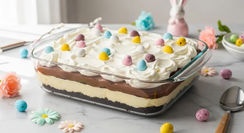 No Bake Easter Chocolate Lasagna