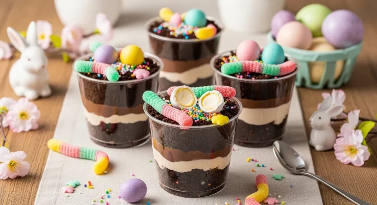 No Bake Easter Dirt Cups with candy