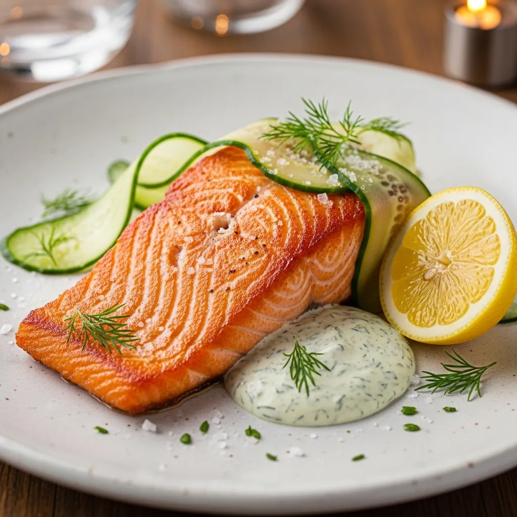 slides-downloader Pan-Seared Salmon with Creamy Dill Sauce