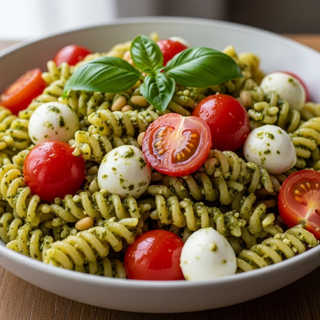 slides-downloader Pesto Pasta with Cherry Tomatoes and Mozzarella