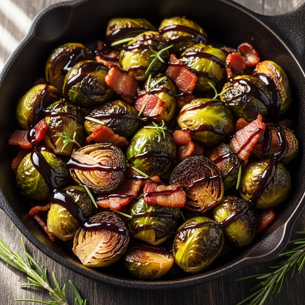 Roasted Brussels Sprouts with Bacon and Balsamic