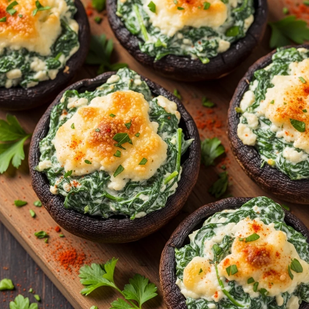 slides-downloader Spinach and Cream Cheese Stuffed Mushrooms