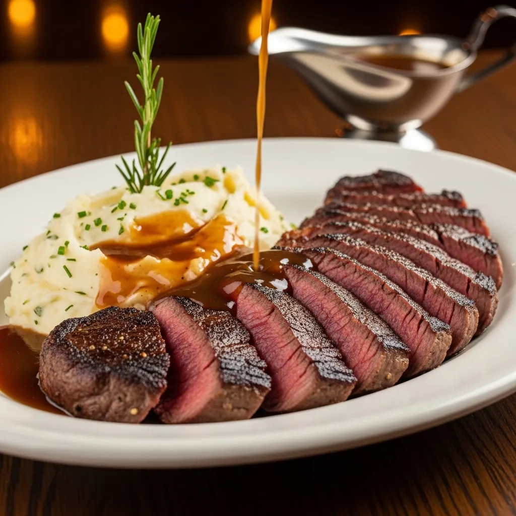 slides-downloader Steak with Mashed Potatoes and Gravy