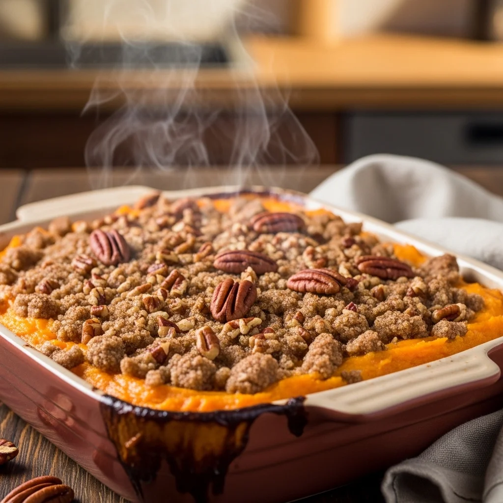 Sweet Potato Casserole with Pecan Streusel