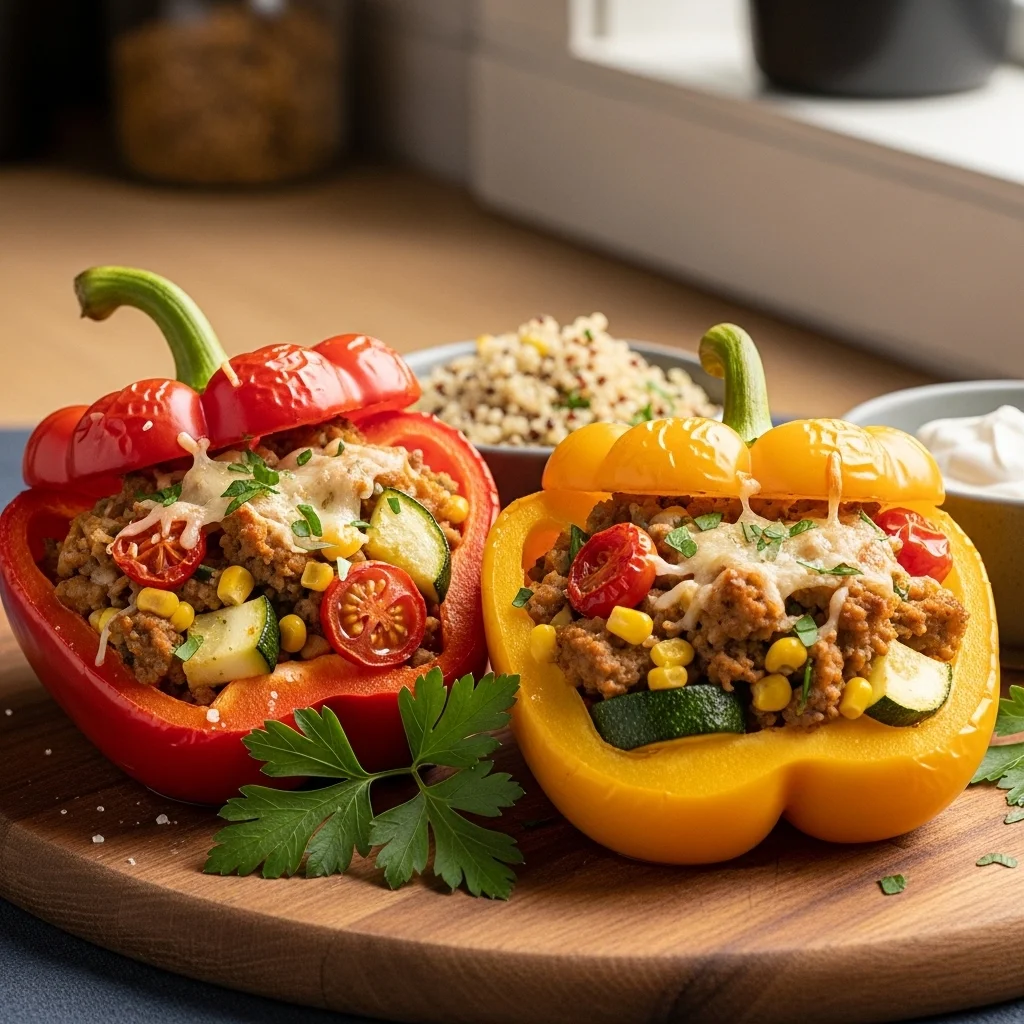 slides-downloader Turkey and Vegetable Stuffed Bell Peppers