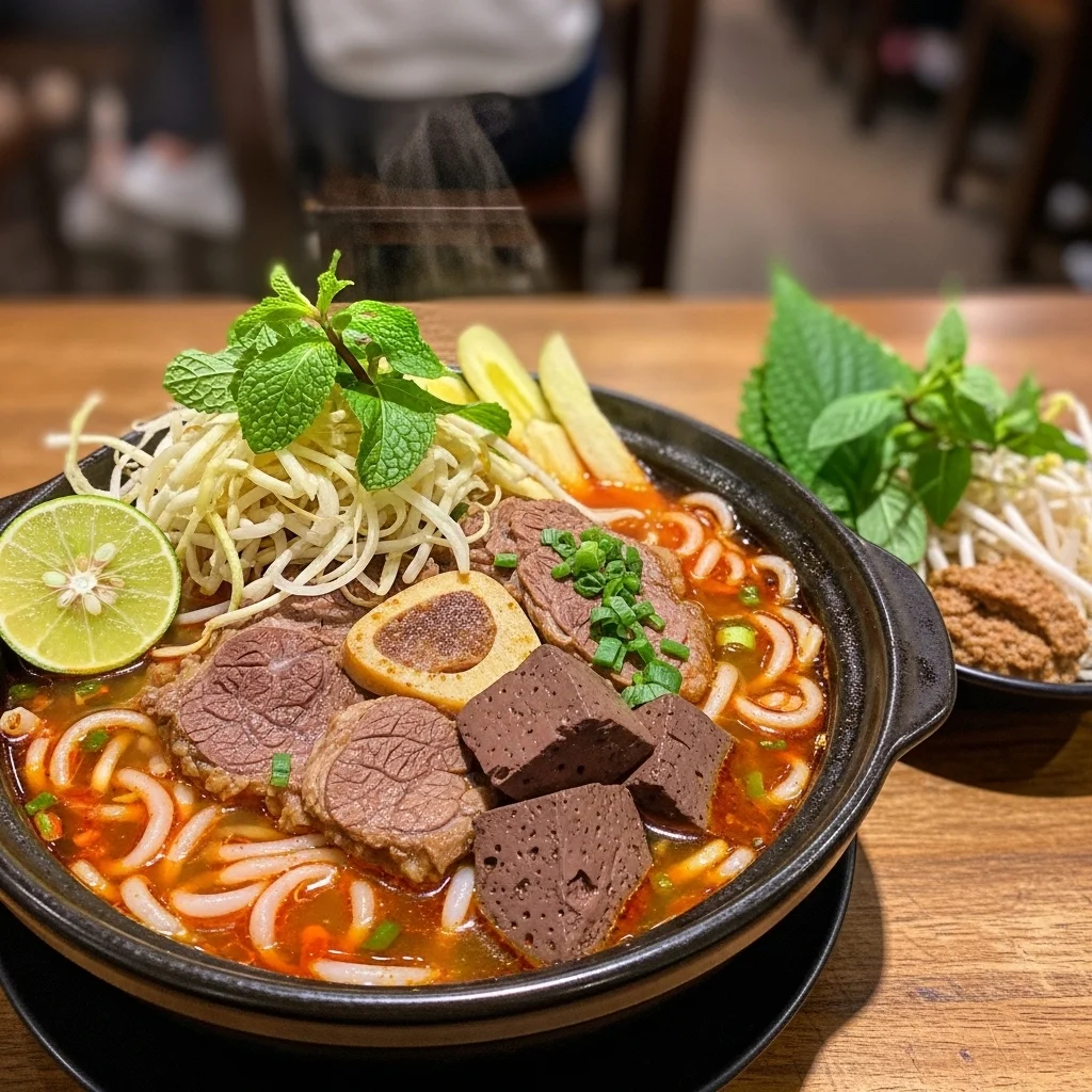 Bun Bo Hue (Spicy Lemongrass Beef Noodle Soup)
