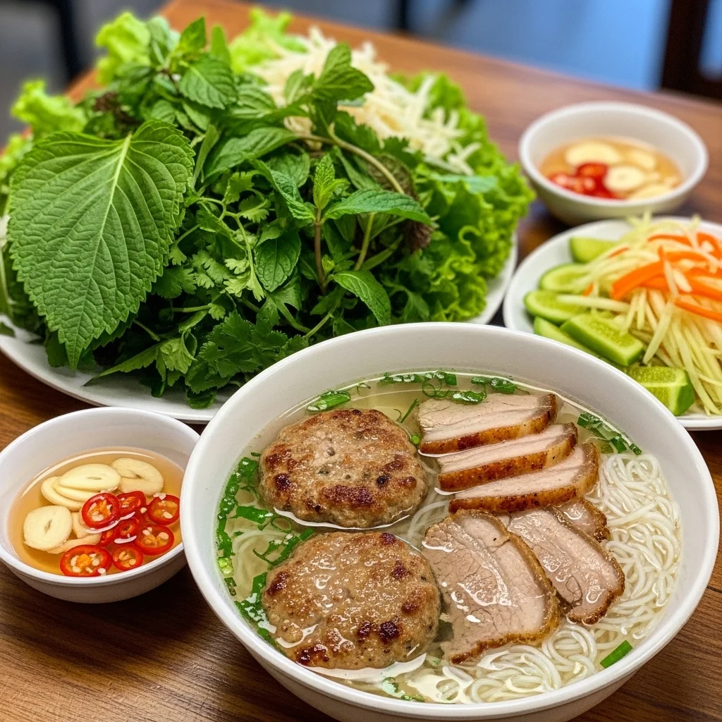 Bun Cha (Grilled Pork with Rice Noodles and Fresh Herbs)