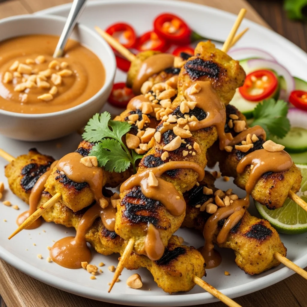 slides-downloader Chicken Satay with Peanut Sauce (Sate Ayam)
