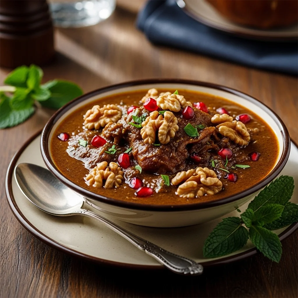 slides-downloader Fesenjan (Persian Walnut and Pomegranate Stew)