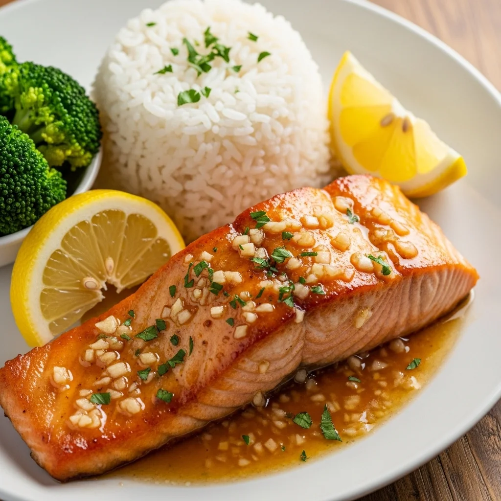 Honey Garlic Salmon with Steamed Rice