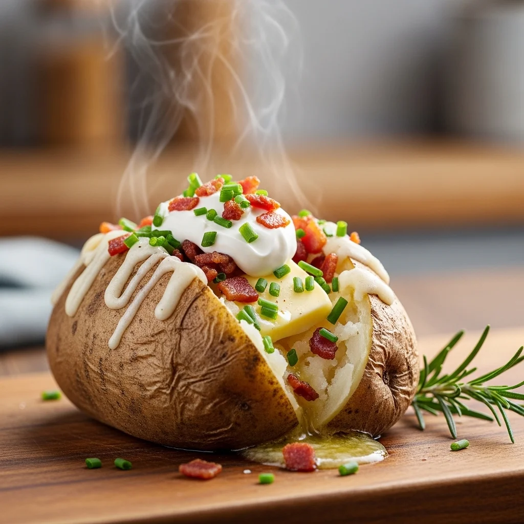 Microwave Baked Potato with Toppings