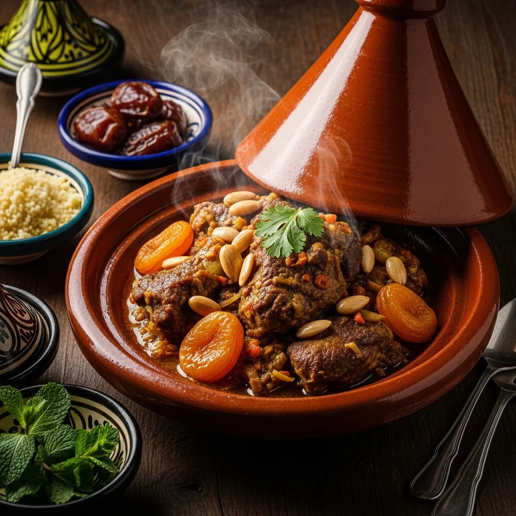 Moroccan Lamb Tagine with Apricots and Almonds