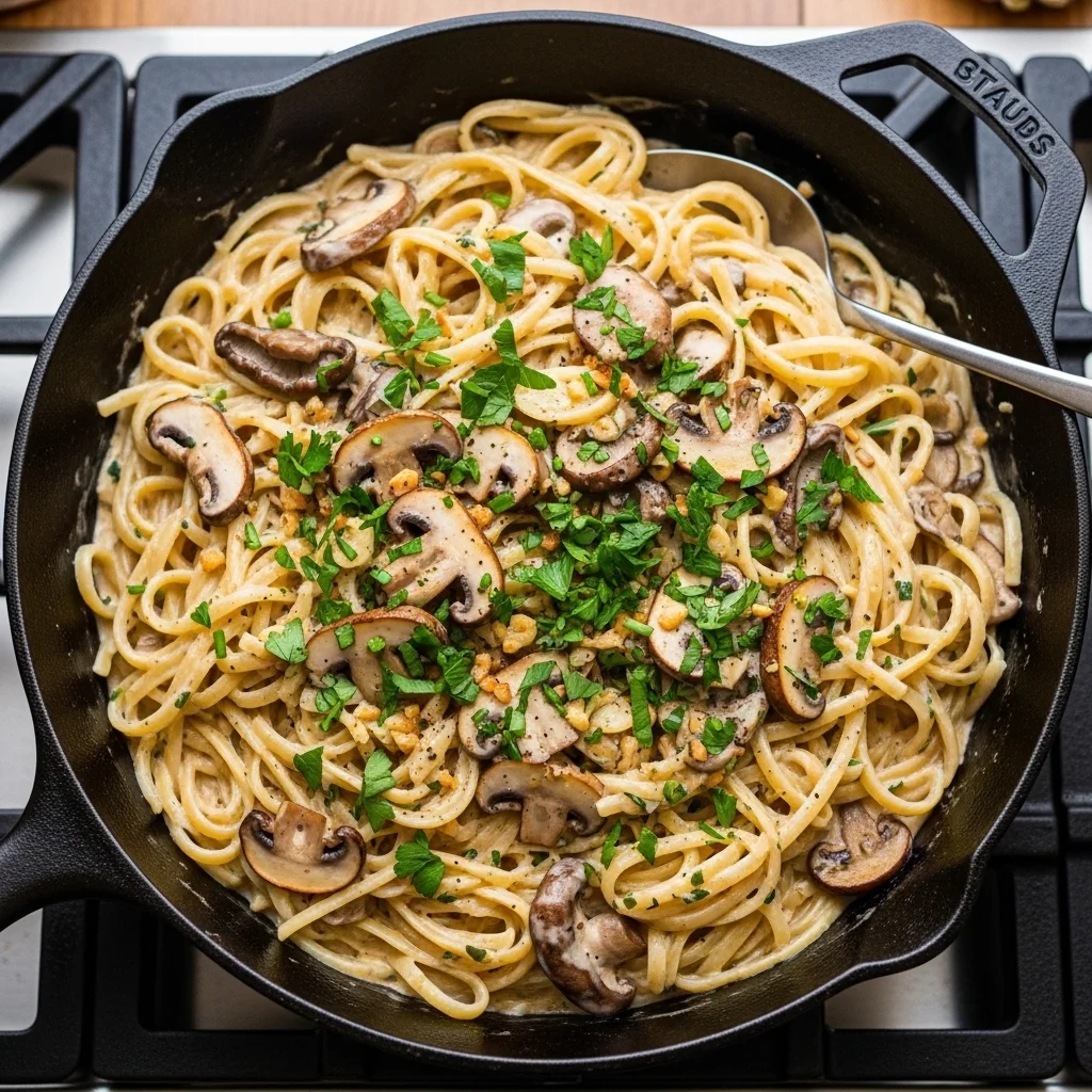 One-Pan Creamy Garlic Mushroom Pasta
