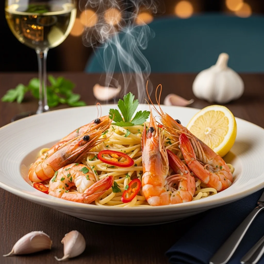 Prawn Linguine with and Chili