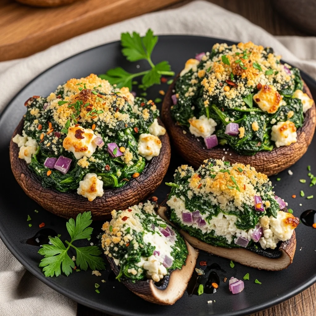 slides-downloader Stuffed Portobello Mushrooms with Spinach and Feta