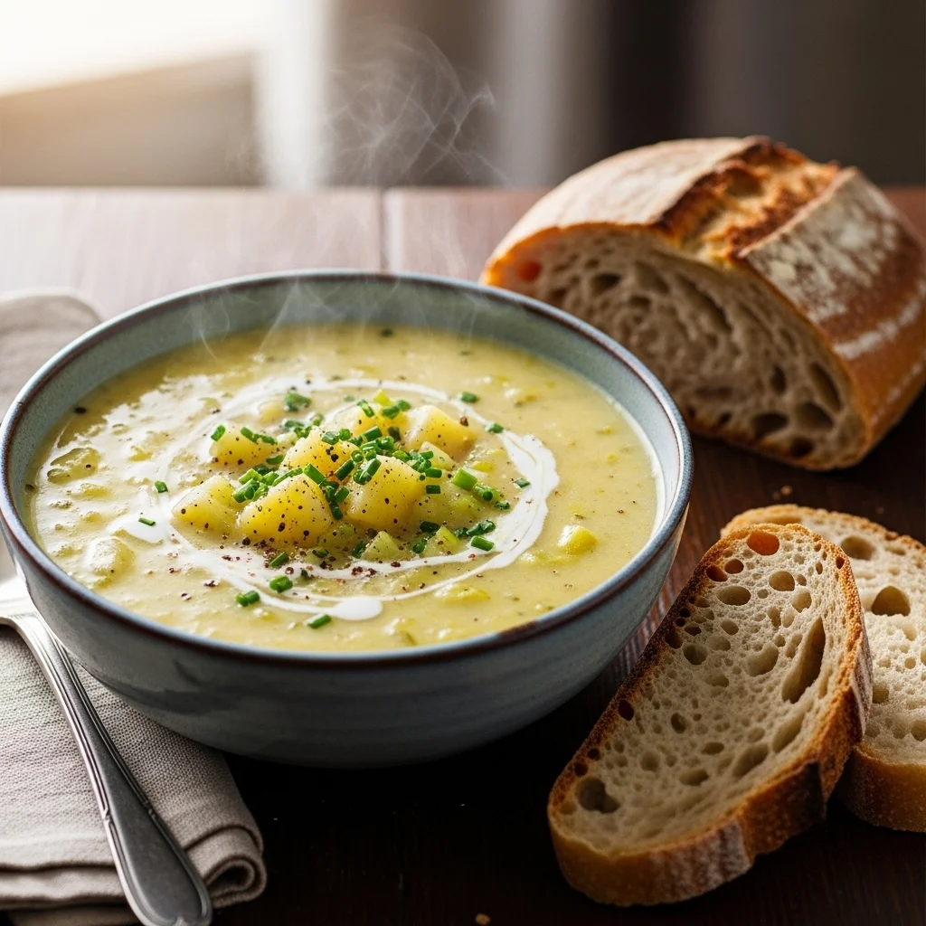 Swedish Creamy Potato Leek Soup (Purjolökssoppa)