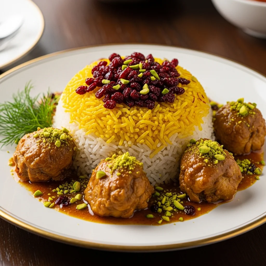 slides-downloader Zereshk Polo Morgh (Saffron Chicken with Barberry Rice)